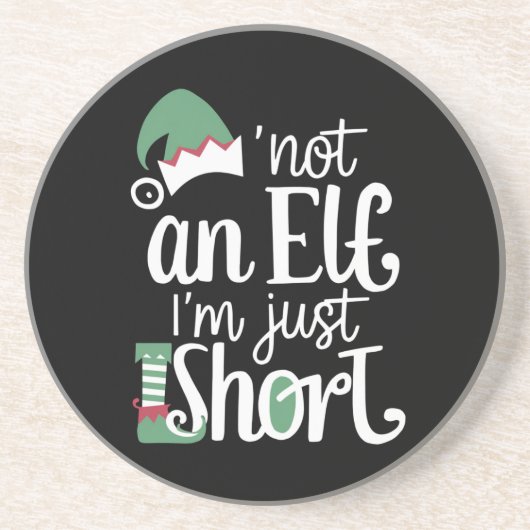 私は小妖精や小人ではない私は短いクリスマスおもしろいクリスマス コースター (正面)