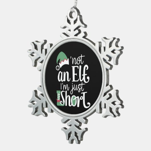 私は小妖精や小人ではない私は短いクリスマスおもしろいクリスマス スノーフレークピューターオーナメント (右)