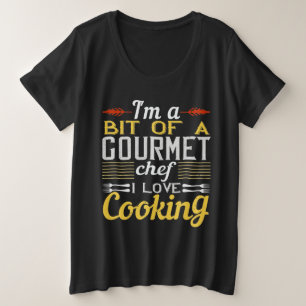私は少しグルメ料理大好き料理 プラスサイズTシャツ