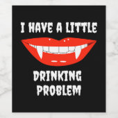 私は少し飲む問題を抱えているヴァンパイア・ファング ワインラベル (シングルラベル)