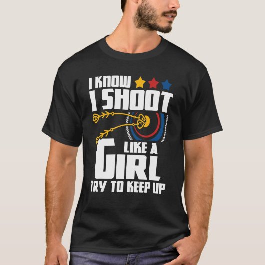 私は少女アーチェリーアーチャー弓マン弓フーのように撮影 Tシャツ (正面)