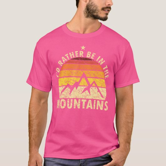 私は山のハイキングシャツのレトロに居たい Tシャツ (正面)