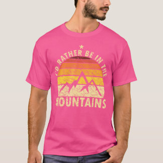 私は山のハイキングシャツのレトロに居たい Tシャツ