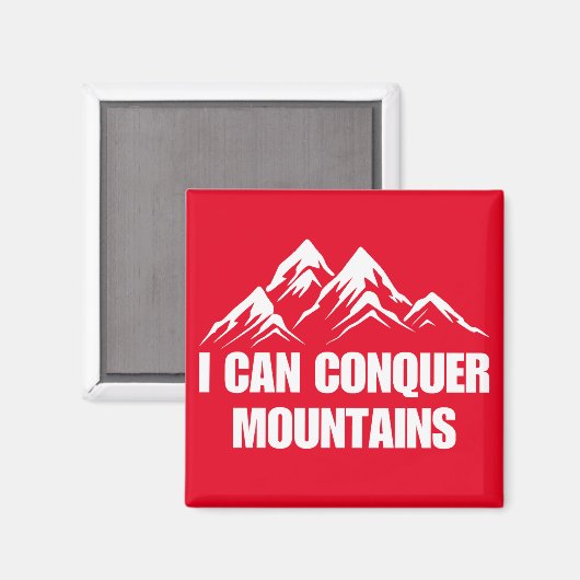 私は山を征服でき感動的引用文 マグネット (正面/裏面)