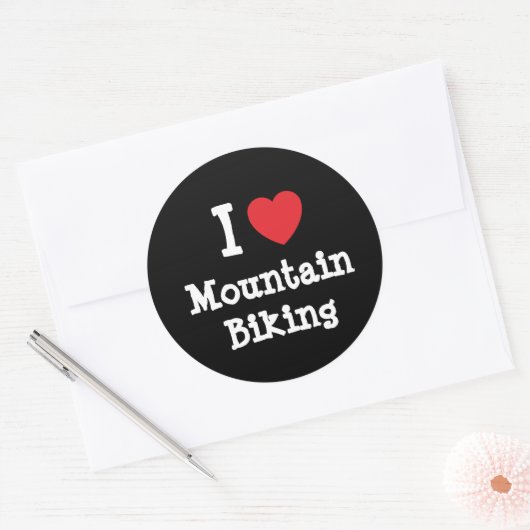 私は山サイクリングハートパーソナライズされた ラウンドシール (封筒)