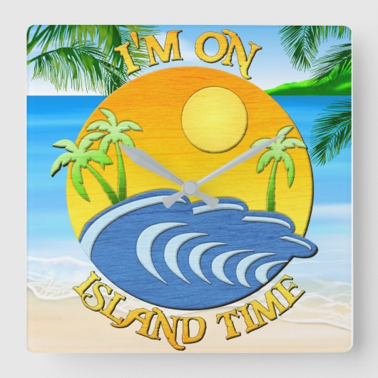 私は島の時間2に来ている スクエア壁時計 (正面)