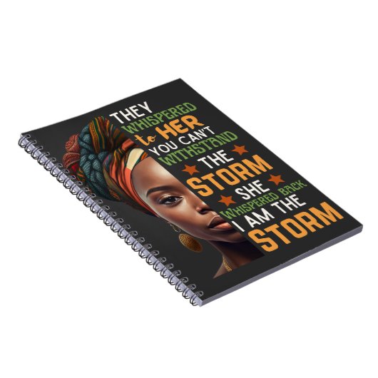 私は嵐のデジタルアートアフロストロングウーマン ノートブック (右側)