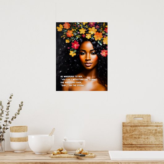 私は嵐のフローラブラック女性の水のカラーアート ポスター (キッチン)