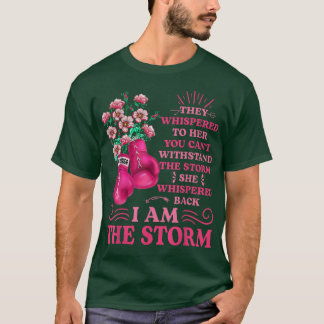 私は嵐のボクシング戦士ピンクリボン女性ブレ Tシャツ