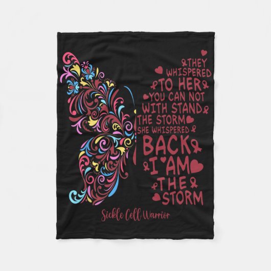 私は嵐の鎌状赤血球戦士バタフライ女性 フリースブランケット (正面)