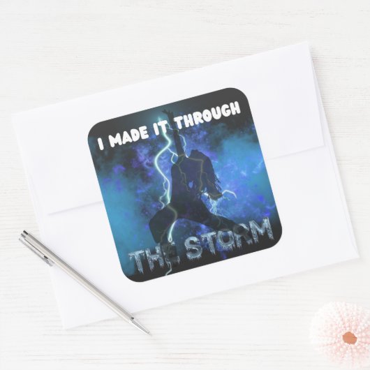 私は嵐を通してそれを作った – キリスト教の信仰 スクエアシール (封筒)