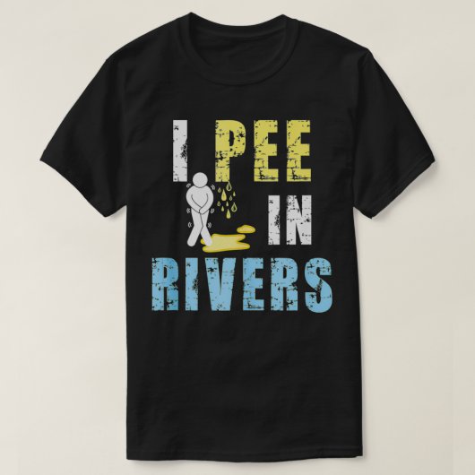 私は川で夏のキャンおもしろいピング Tシャツ (デザイン正面)