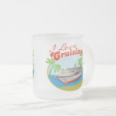 私は巡航の曇らされたマグを愛します フロストグラスマグカップ (正面右)