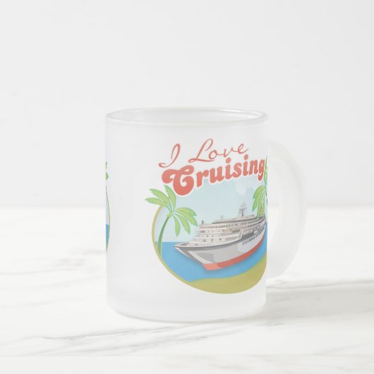 私は巡航の曇らされたマグを愛します フロストグラスマグカップ (正面右)