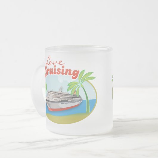 私は巡航の曇らされたマグを愛します フロストグラスマグカップ (正面左)