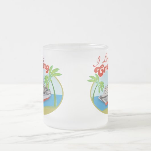 私は巡航の曇らされたマグを愛します フロストグラスマグカップ (中央)