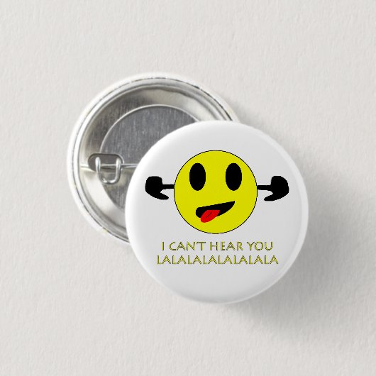 私は差し込まれるボタンの耳によって聞くことができません 缶バッジ (正面&裏面)
