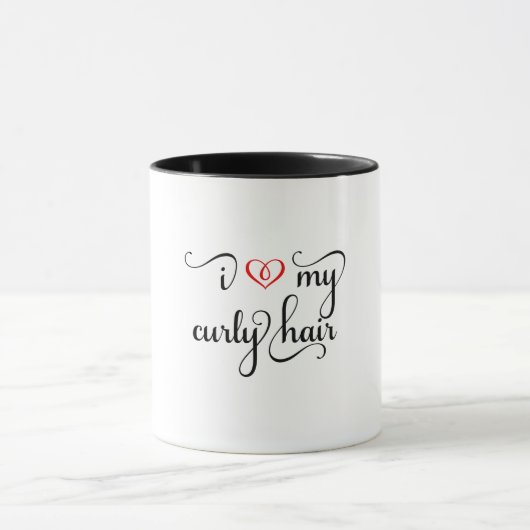 私は巻き毛のマグが大好き ツートーンマグカップ (中央)