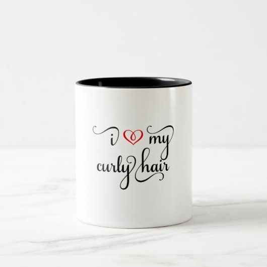 私は巻き毛のマグが大好き ツートーンマグカップ (中央)