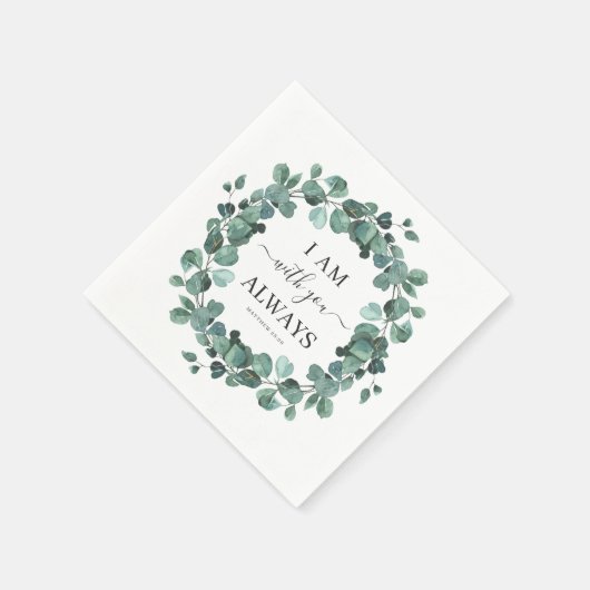 私は常にキリスト教の聖句ユーカリと共にいる スタンダードカクテルナプキン (角)