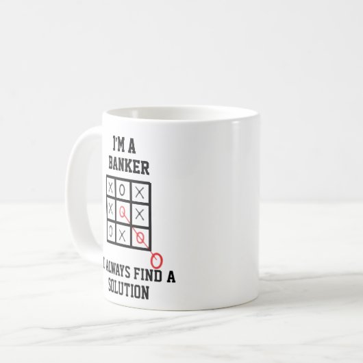 私は常に解決策のマグを見つける銀行員 コーヒーマグカップ (正面左)