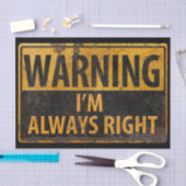 私は常警告に正しい – 金属危険サイン大 薄葉紙 (クラフト)