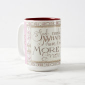 私は平和で – 十分なコーヒーマグ（ピンク）以上 ツートーンマグカップ (正面左)