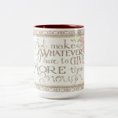 私は平和で – 十分なコーヒーマグ（ピンク）以上 ツートーンマグカップ (中央)