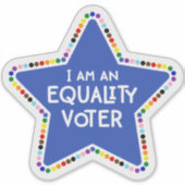 私は平等な投票者だ！LGBTQ+レインボースター シール (正面)