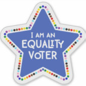 私は平等な投票者だ!LGBTQ+レインボースター シール (正面)