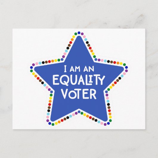 私は平等な投票者だ！LGBTQ+レインボースター ポストカード (正面)