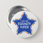 私は平等な投票者だ！LGBTQ+レインボースター 缶バッジ (正面&裏面)