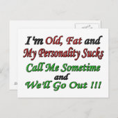 私は年をとっていて、太っていて、性格最低が ポストカード (正面/裏面)