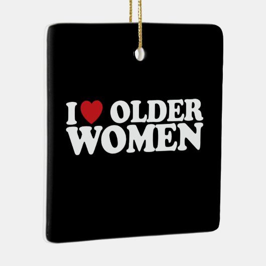 私は年上の女性を愛するGroovyハート セラミックオーナメント (右)