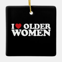 私は年上の女性を愛するGroovyハート セラミックオーナメント