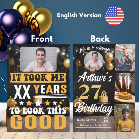 私は年齢カスタムの誕生日ギフトおもしろいを取った 招待状