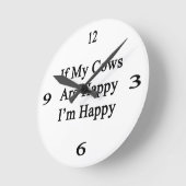 私は幸せであることを私の牛が幸せなら ラウンド壁時計 (傾斜)
