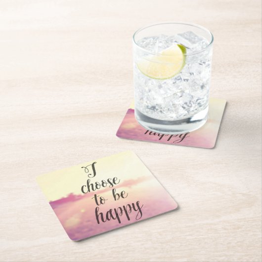 私は幸せであることを選びます スクエアペーパーコースター (インサイチュ)