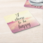 私は幸せであることを選びます スクエアペーパーコースター (アングル)