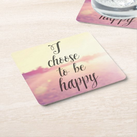 私は幸せであることを選びます スクエアペーパーコースター (アングル)