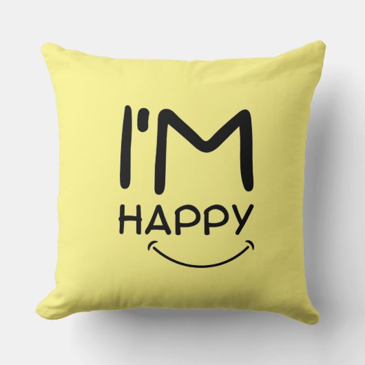 私は幸せな装飾用クッション クッション (正面)