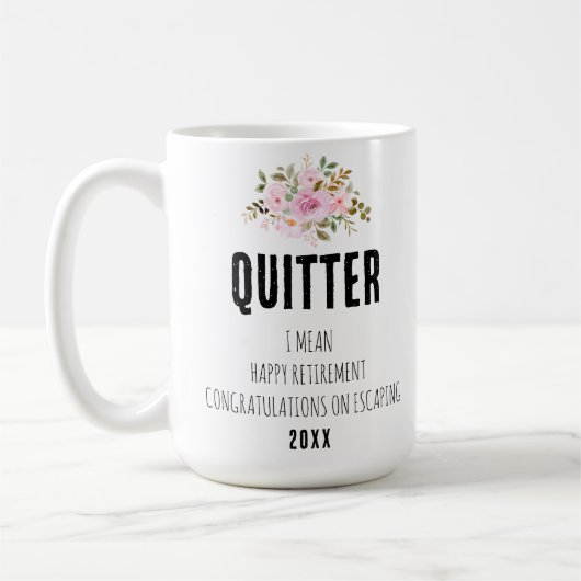 私は幸せな退職祝いを意味する コーヒーマグカップ (左)