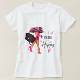 私は幸せになる(軽い肌)と女性のTシャツ Tシャツ