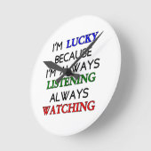 私は幸運だ ラウンド壁時計 (傾斜)