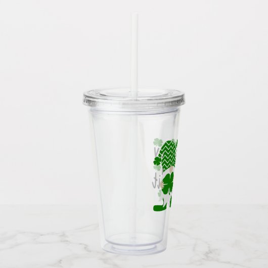 私は幸運と私は格言Itおもしろい St Patrick's Day アクリルタンブラー (右)