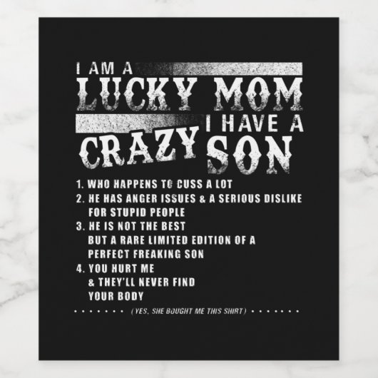 私は幸運なお母さん私は息子のギフト熱狂するアイディアを持っている ワインラベル (シングルラベル)