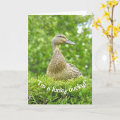 「私は幸運なダッキー（アヒルちゃん）だ得/パパのためにあなた」 カード (黄色い花)