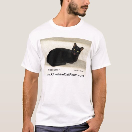 私は幸運感じますか。 黒猫カリフォルニアプロダクト Tシャツ (正面)