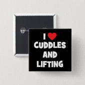 私は幼児と持ち上げ重さを愛して – おもしろいノベルティ 缶バッジ (正面&裏面)