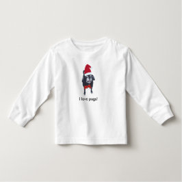 私は幼児のためのクリスマスのパグシャツが大好き ベビーTシャツ